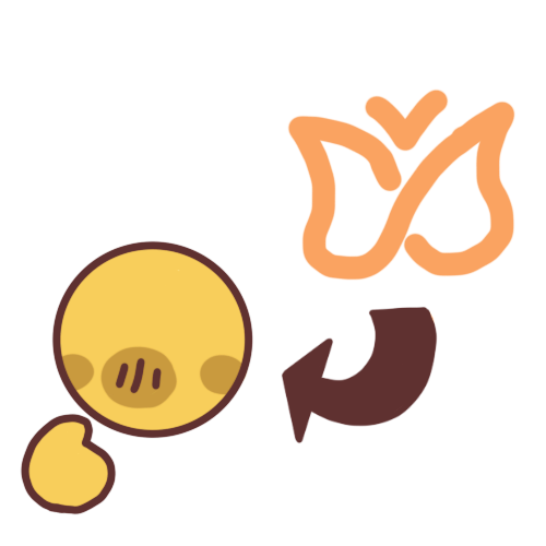 An emoji-yellow person pointing to themselves with an arrow pointing from the orange ADHD symbol to them. 